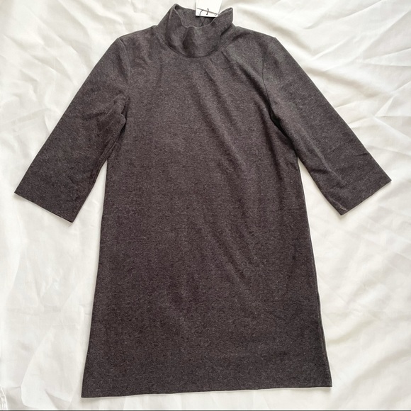 Zara Soft-touch Turtleneck Grey Shift Dress - Picture 2 of 4